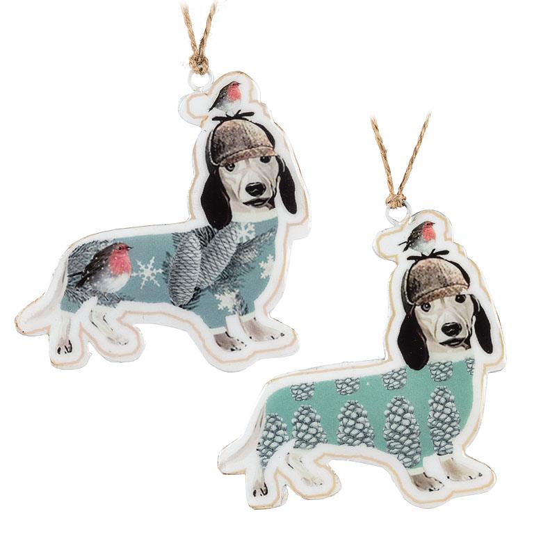 Dog in Sweater Tin Ornament