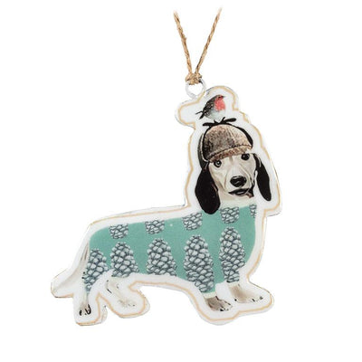 Dog in Sweater Tin Ornament