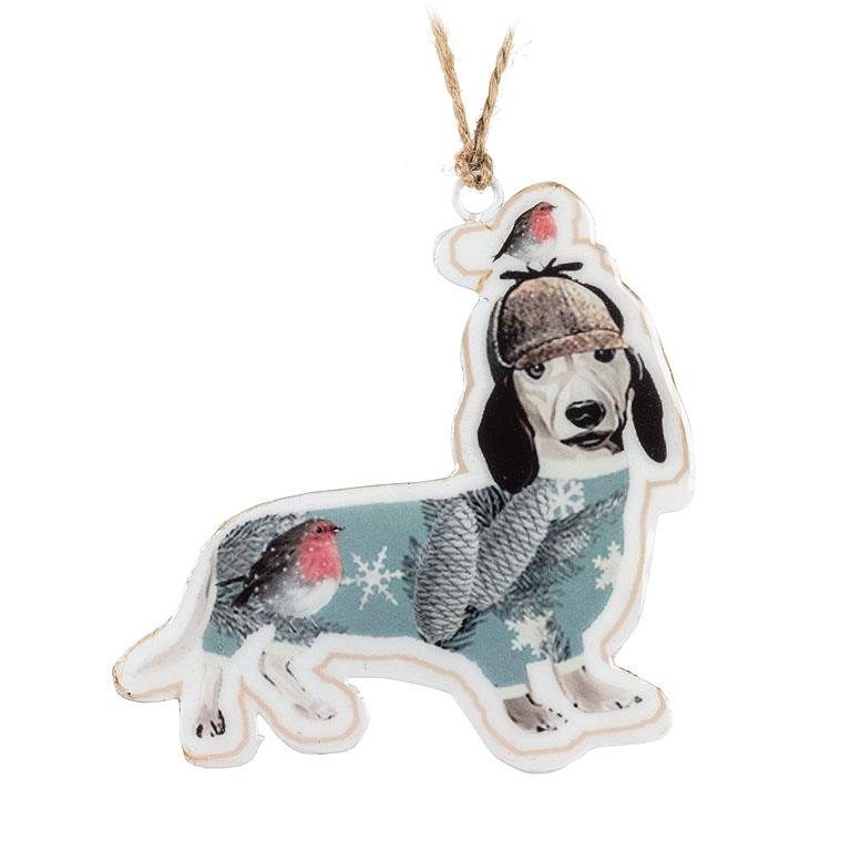 Dog in Sweater Tin Ornament