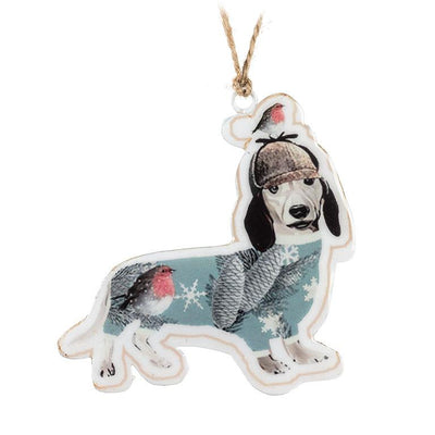 Dog in Sweater Tin Ornament