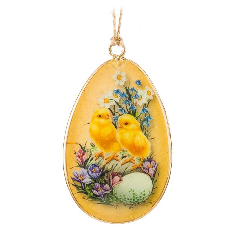 Chick & Flowers Egg Ornament | Putti Decorations