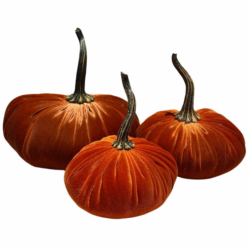 Extra Large Velvet Pumpkin - Rust | Putti Fine Furnishings Canada