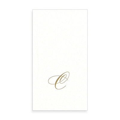 Gold Monogram Paper Guest Towel - Letter C, CI-Caspari, Putti Fine Furnishings