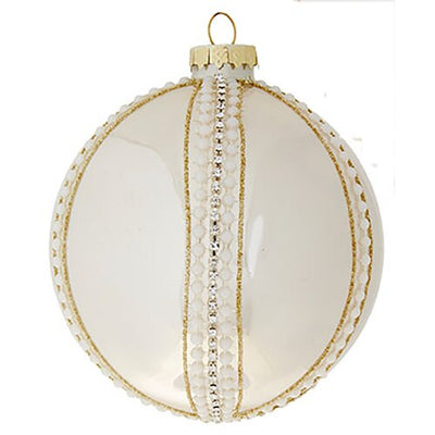 Ivory Pearl Beaded Glass Ball Ornament | Putti Christmas Celebrations