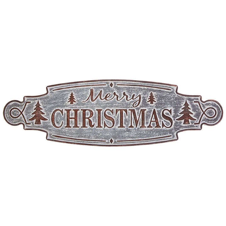 "Merry Christmas" Galvinized Metal Embossed Metal Sign | Putti Christmas