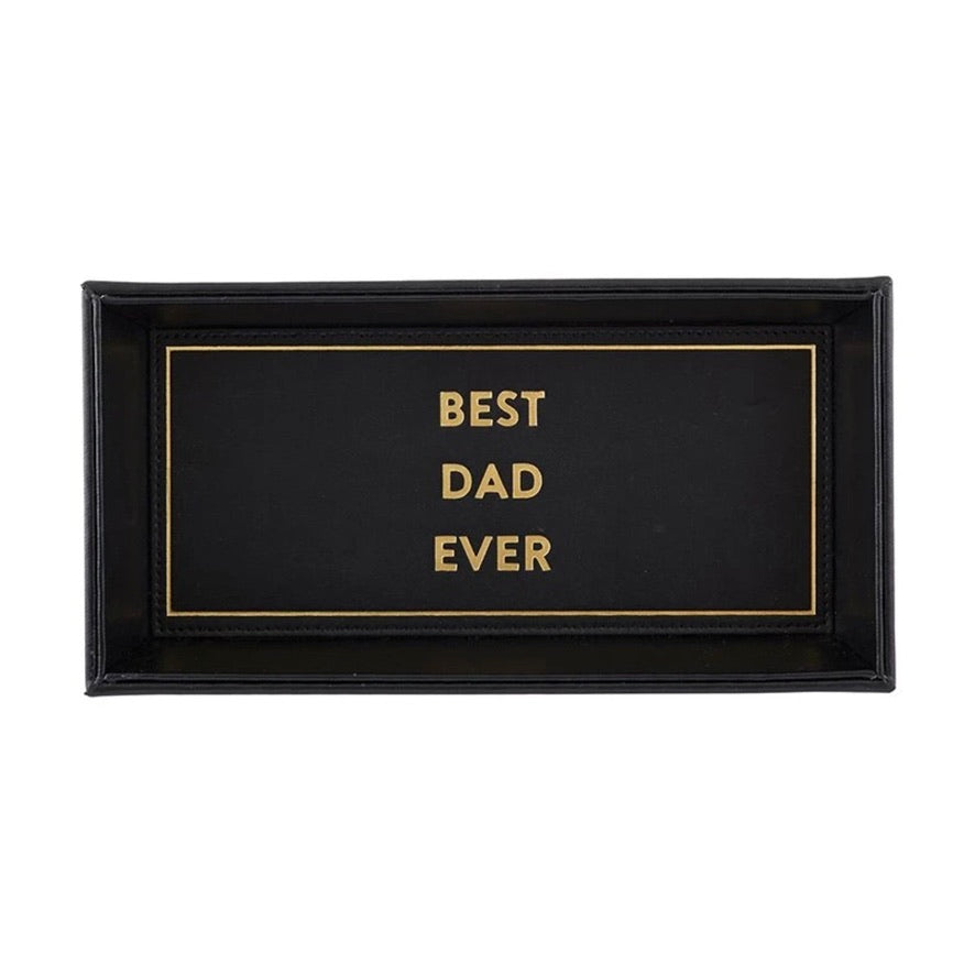 Black Leatherette Tabletop Tray - Best Dad Ever | Putti Fine Furnishings