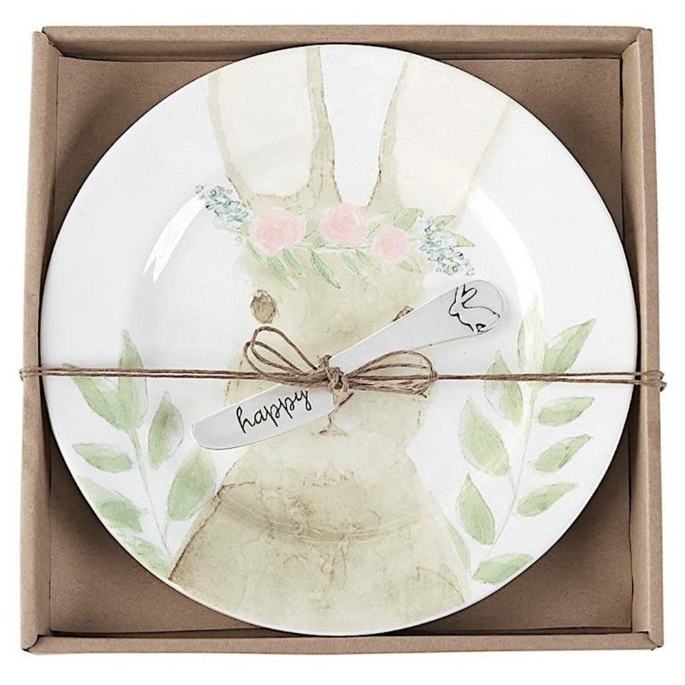 Mud Pie Water Color Bunny Cheese Set