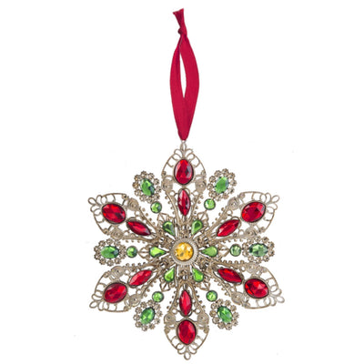 Red and Green Crystal Filigree Ornament