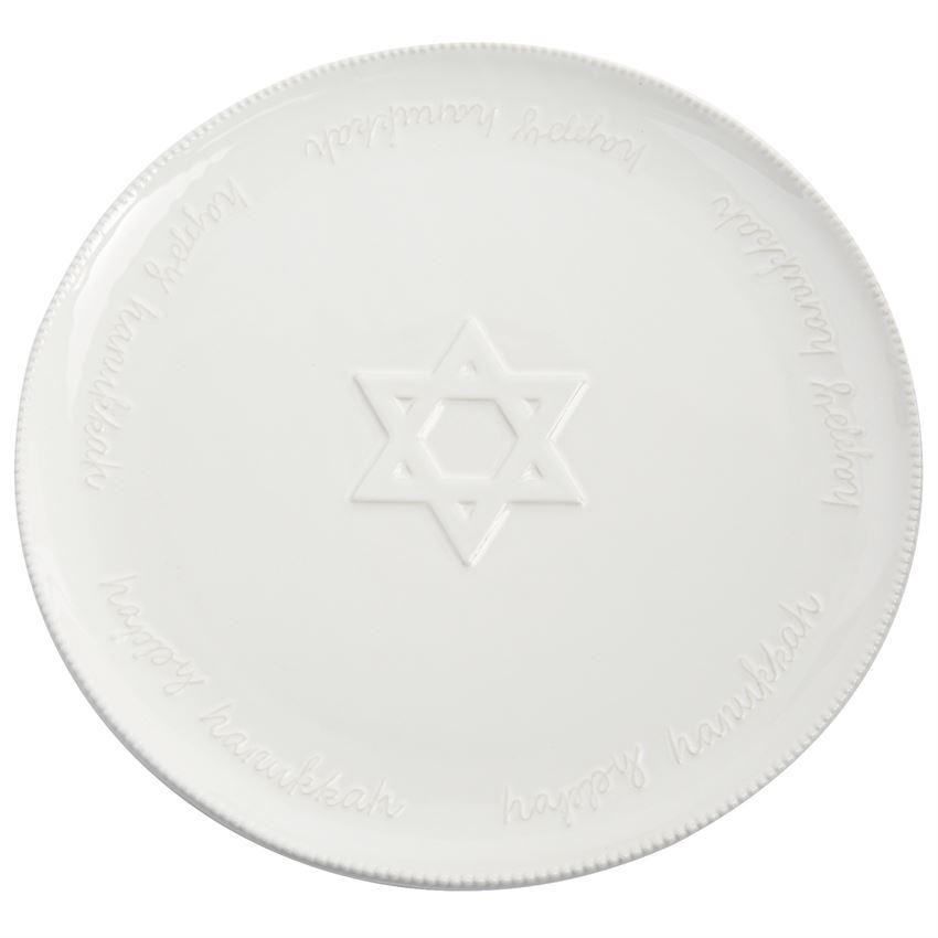 Hanukkah Round White Ceramic Platter | Putti Hanukkah Celebrations