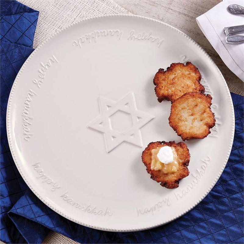 Hanukkah Round White Ceramic Platter | Putti Hanukkah Celebrations