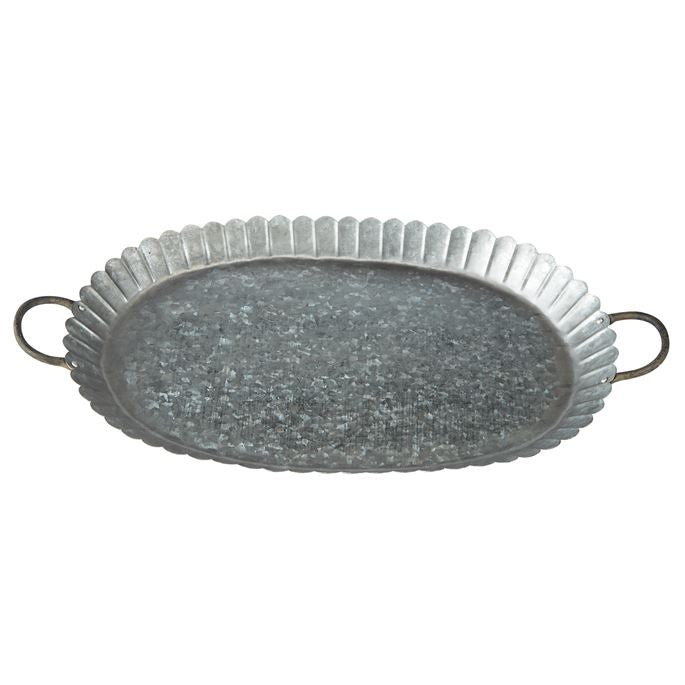  Mud Pie Oval Scalloped Tin Tray, MP-Mud Pie, Putti Fine Furnishings