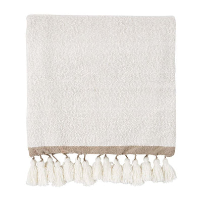 Mud Pie White Tassel Throw with Border | Putti Fine Furnishings