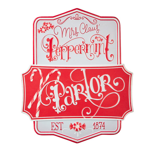 "Peppermint Parlor" Embossed Metal Sign