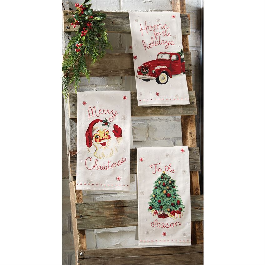 Vintage Christmas "Tis the Season" Hand Towel