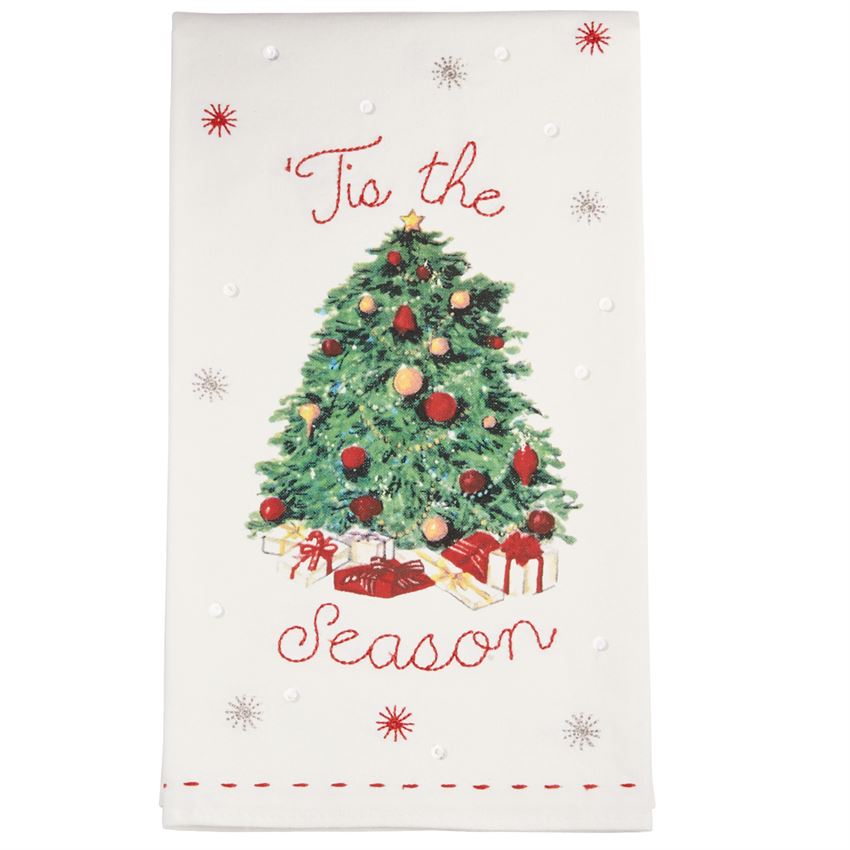 Vintage Christmas "Tis the Season" Hand Towel