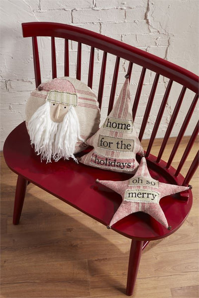 Mud Pie "Home For The Holidays" Tree Shapped Christmas Pillow | Putti Fine Furnishings