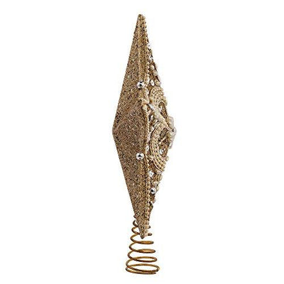 Kurt Adler Gold and Platinum Beaded Star Tree Toper | Putti Christmas