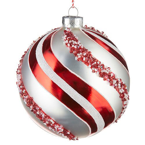 Raz Imports Peppermint Swirl Ball Ornament | Putti Christmas