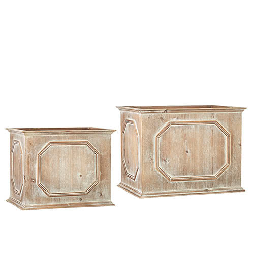 White Washed Wooden Rectangular Planter | Putti Fine Furnishings