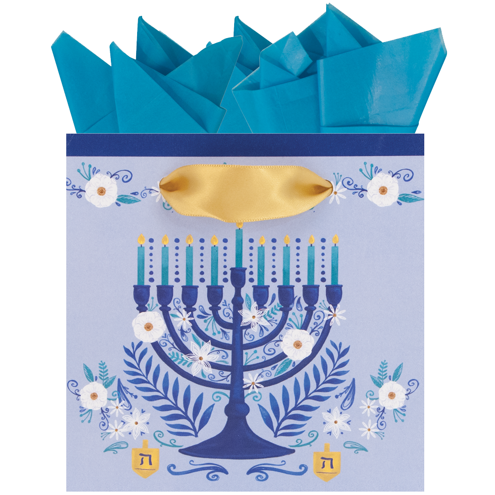 Menorah Lights Christmas Gift Bag | Putti Hanukkah Canada