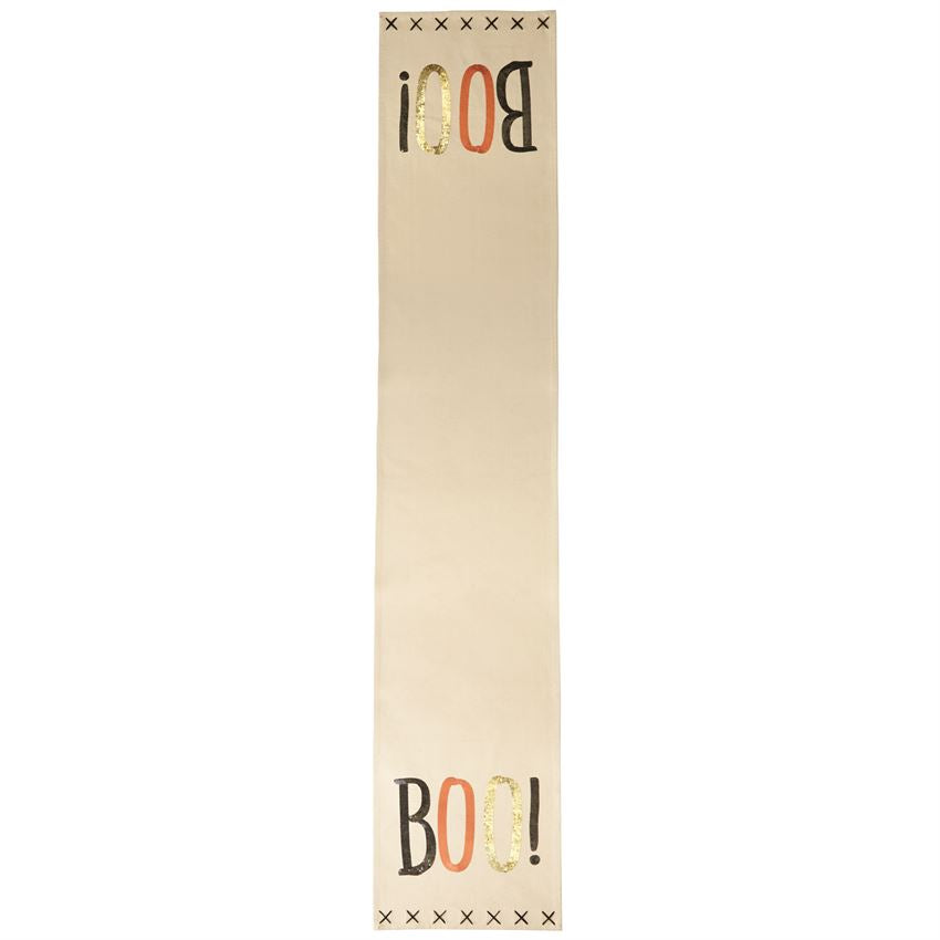 Mud Pie Canvas "Boo" Sequin Aplique Table Runner Putti fine Furnishings