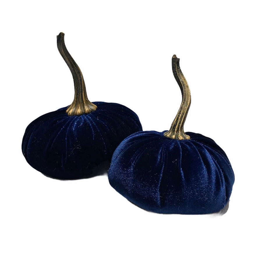 Large Velvet Pumpkin - Navy