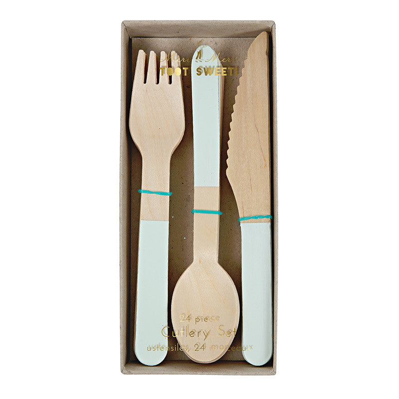 Wooden Cutlery Set - Mint -  Party Supplies - Meri Meri UK - Putti Fine Furnishings Toronto Canada - 1