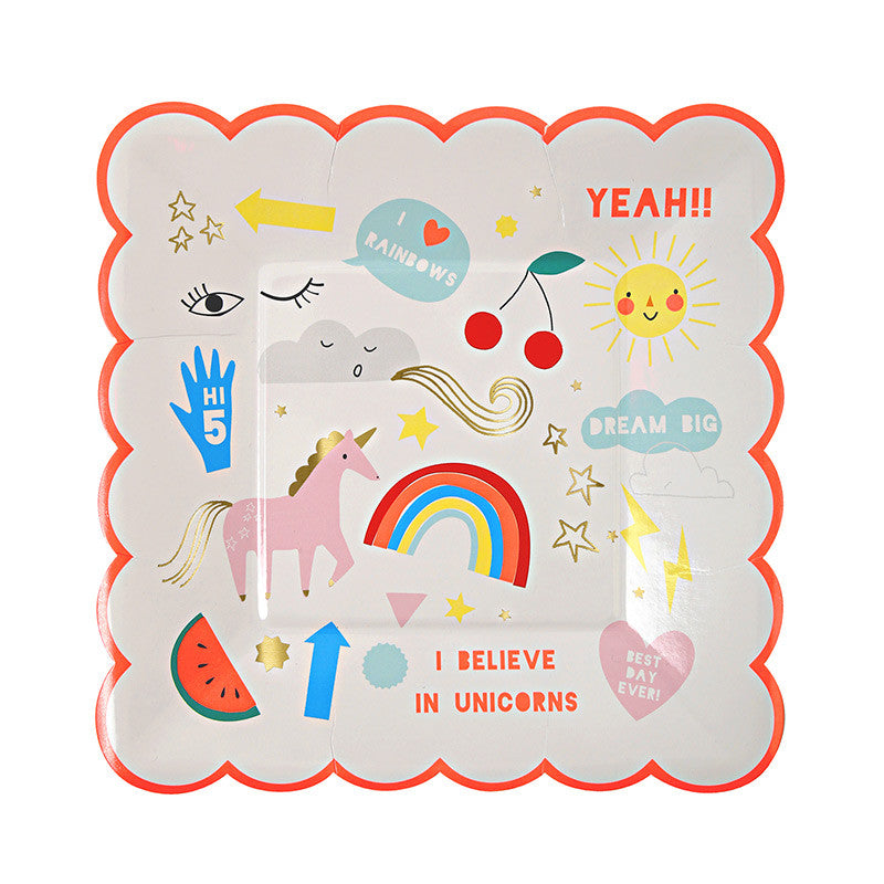"I Believe in Unicorns" Paper Plates -Small -  Party Supplies - Meri Meri UK - Putti Fine Furnishings Toronto Canada - 1