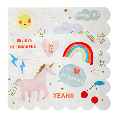 "I Believe in Unicorns" Large Paper Napkins -  Party Supplies - Meri Meri UK - Putti Fine Furnishings Toronto Canada - 1
