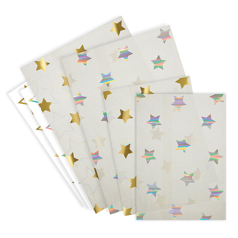  Meri Meri Glassine Treat  Bag - Gold & Silver Stars, MM-Meri Meri UK, Putti Fine Furnishings