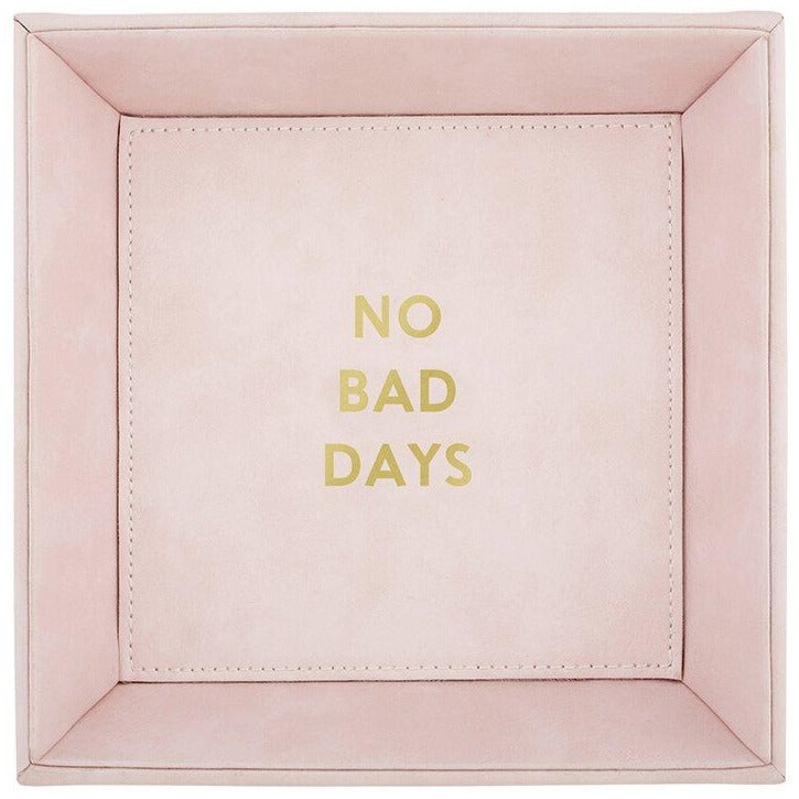 Pink Leatherette Tabletop Tray - No Bad Days | Putti Fine Furnishings Canada 