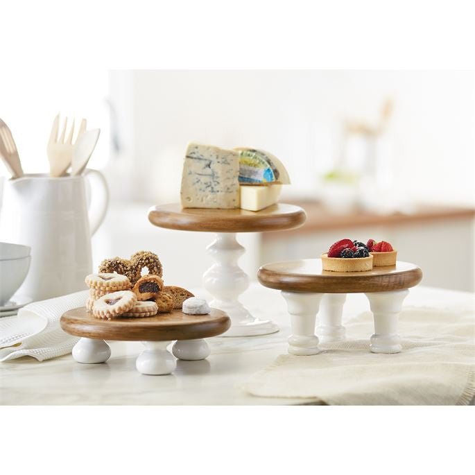 Mud Pie Wood and White Lacquer Pedestals, MP-Mud Pie, Putti Fine Furnishings