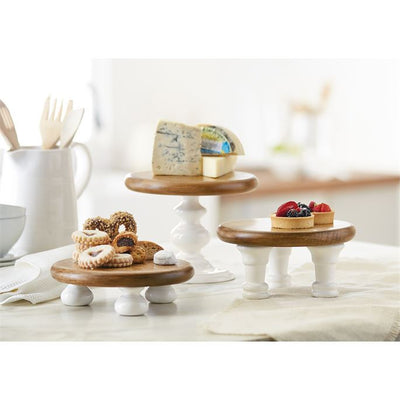 Mud Pie Wood and White Lacquer Pedestals, MP-Mud Pie, Putti Fine Furnishings