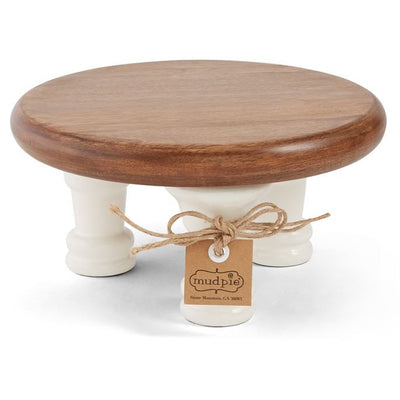 Mud Pie Wood and White Lacquer Pedestals, MP-Mud Pie, Putti Fine Furnishings