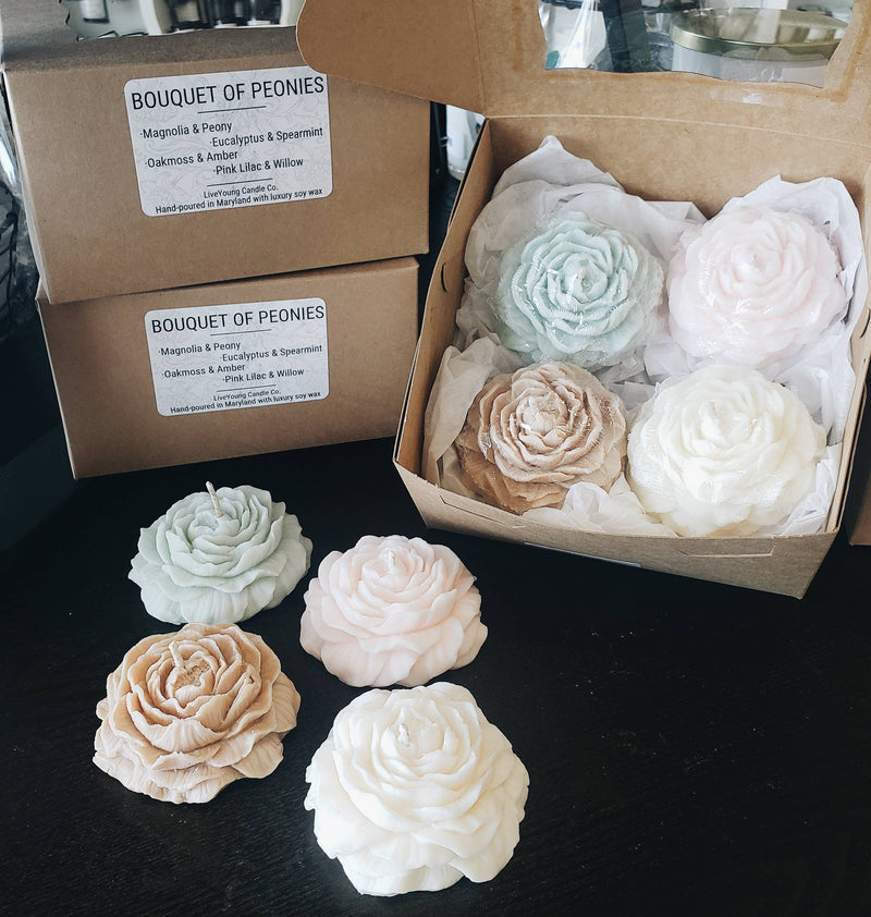 Wax Peony Bouquet Candle