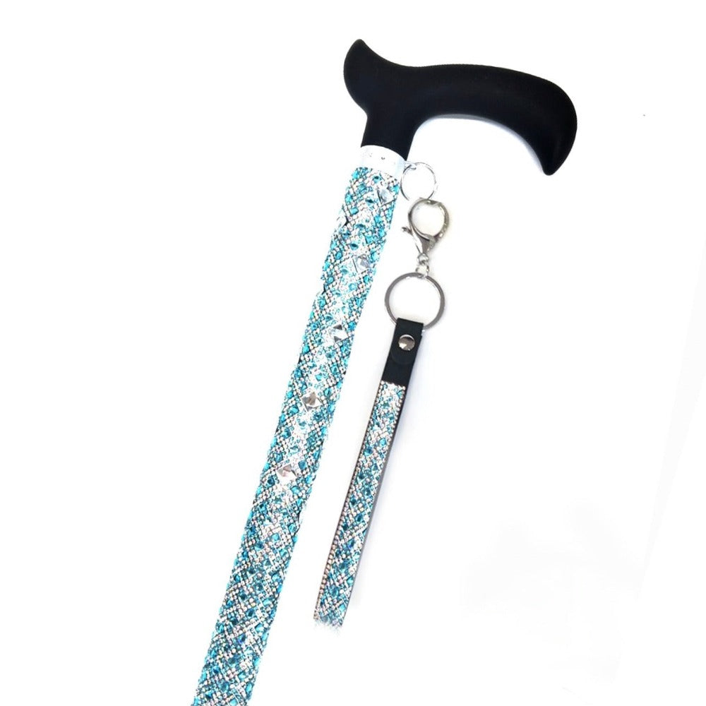  Jacqueline Kent "Sugar Cane" Turquoise & Silver Crystal Adjustable Medical Cane