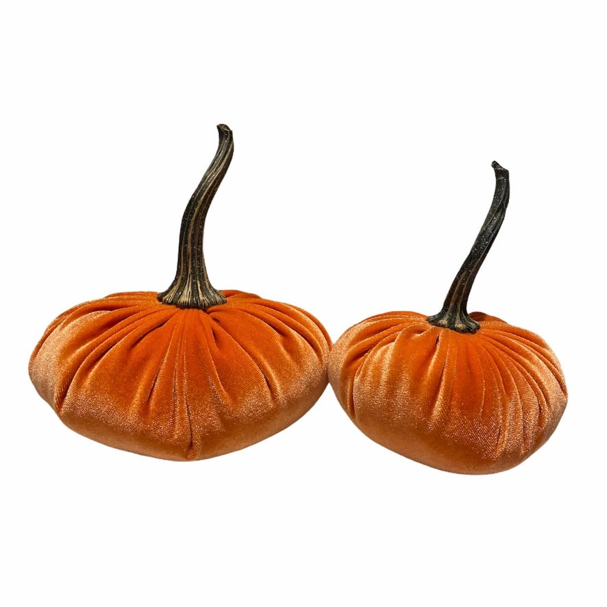 Large Velvet Pumpkin - Tangerine | Putti Fine Furnishings Canada