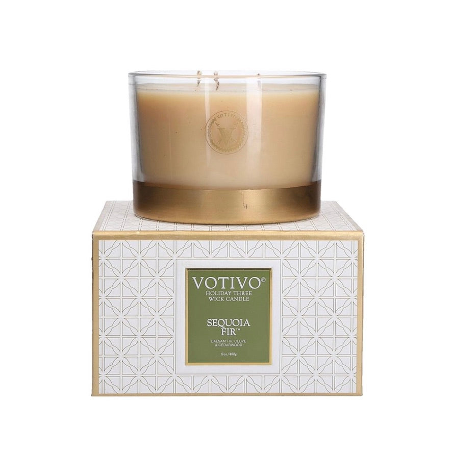 Votivo Holiday 3 Wick Candle - Sequoia Fir