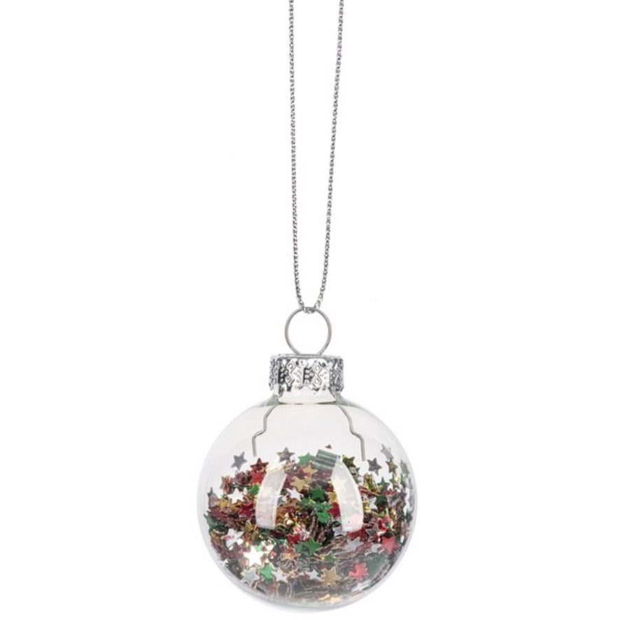 Mini Glitter Star Filled Ornament Set