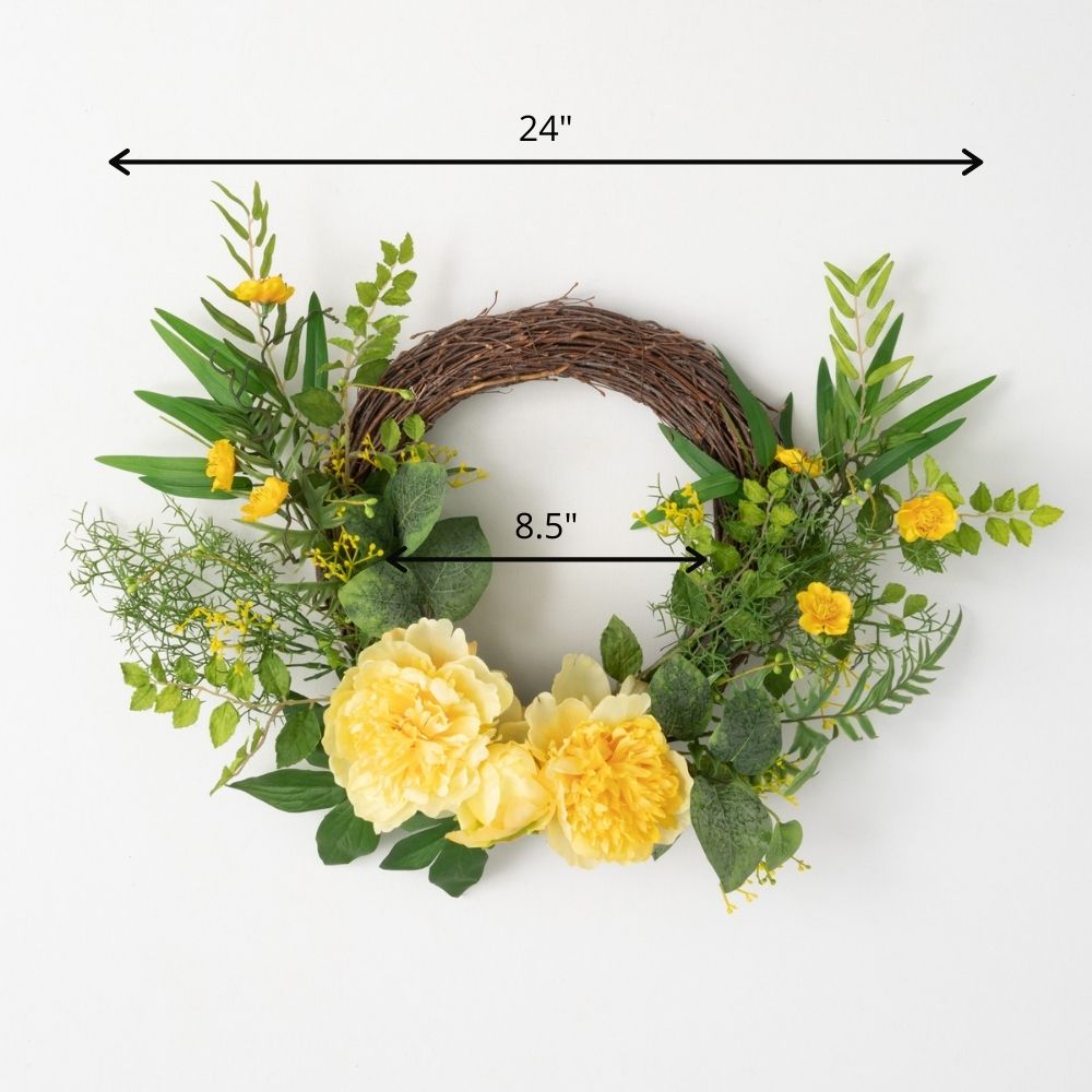 Yellow Floral Half Vine Wreath