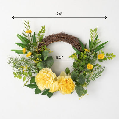Yellow Floral Half Vine Wreath