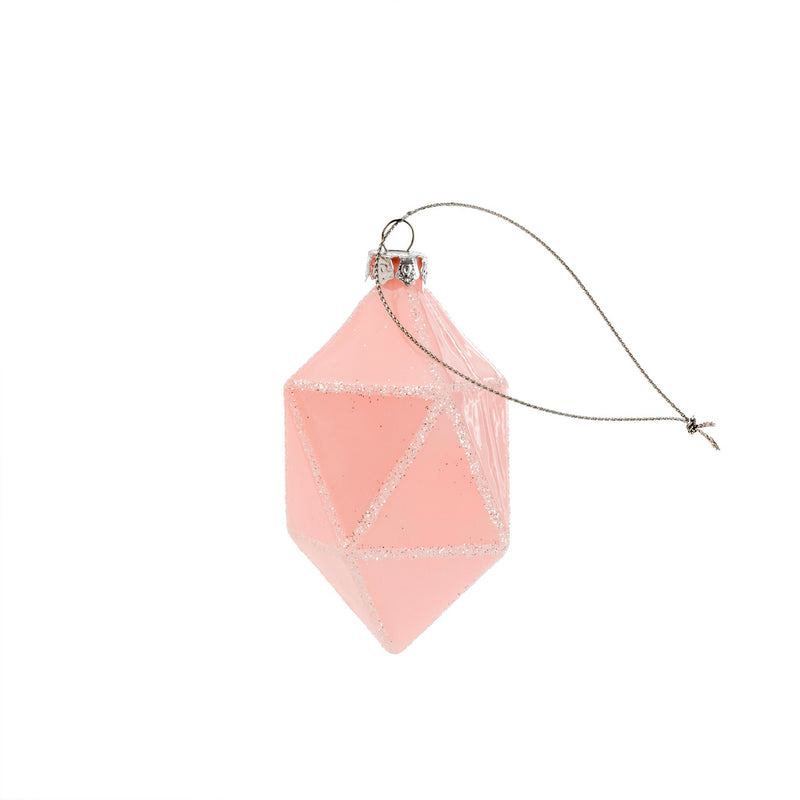 Blush Pink Geo Drop Glass Ornament