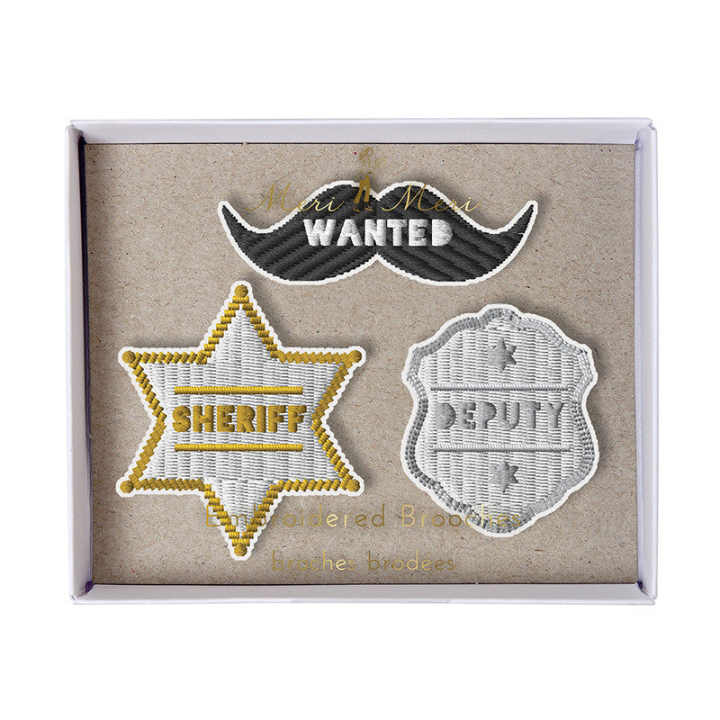 Meri Meri "Sheriff" Embroidered Brooches, MM-Meri Meri UK, Putti Fine Furnishings