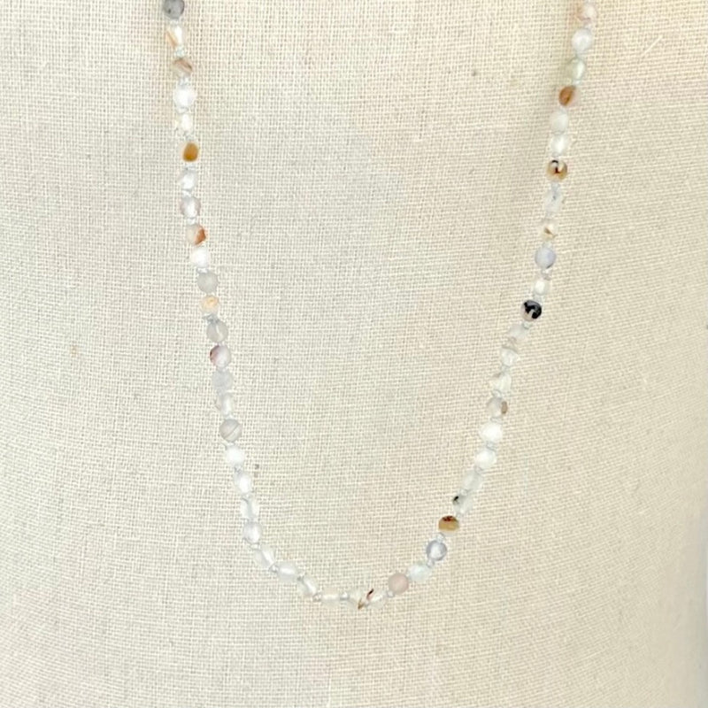 Agate, crystal and Fresh Water Pearl Long Necklace  | Putti Fine Fashions 