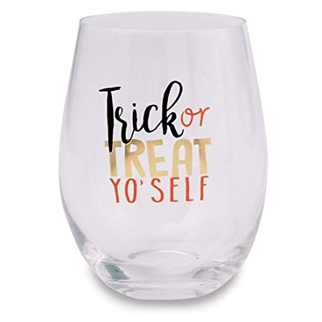 "Trick or Treat Yo' Self"  Stemless Wine Glass  | Putti Celebrations