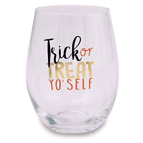 "Trick or Treat Yo' Self" Stemless Wine Glass | Putti Celebrations