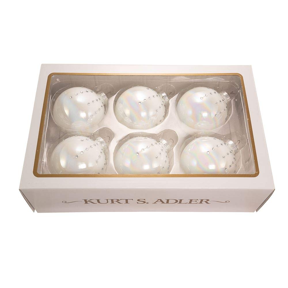 Kurt Adler Pearl White Glass Ornaments