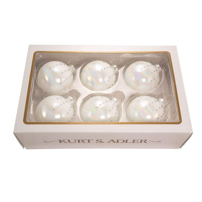 Kurt Adler Pearl White Glass Ornaments