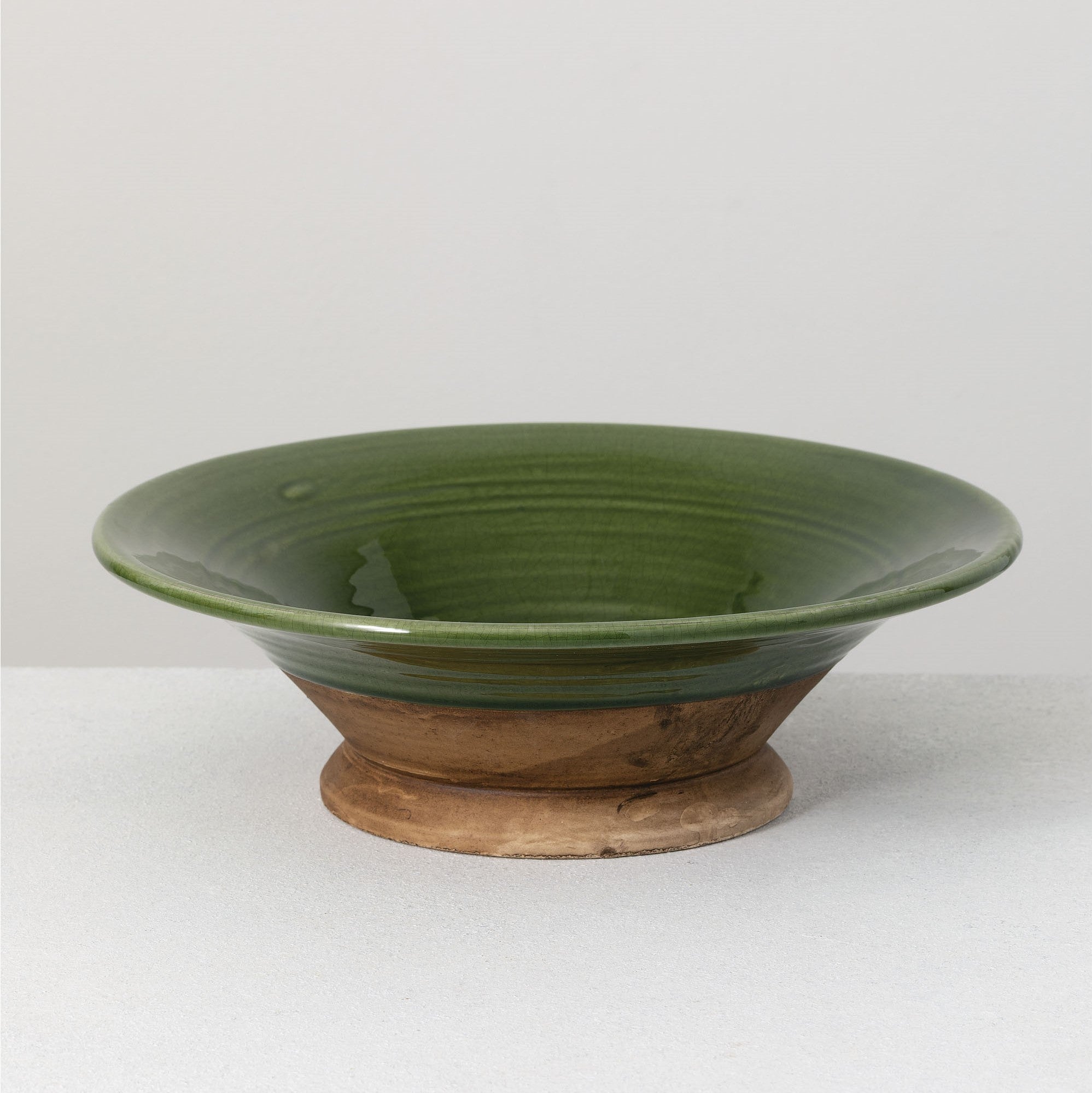 Low Green Glazed Ceramic Bowl