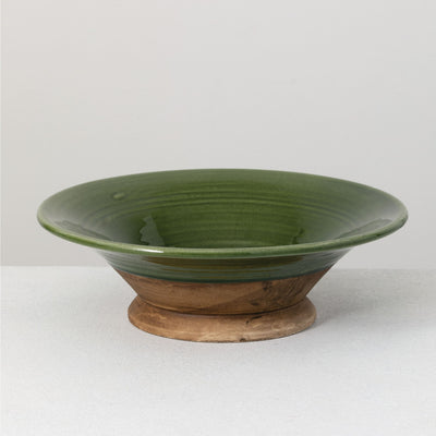 Low Green Glazed Ceramic Bowl